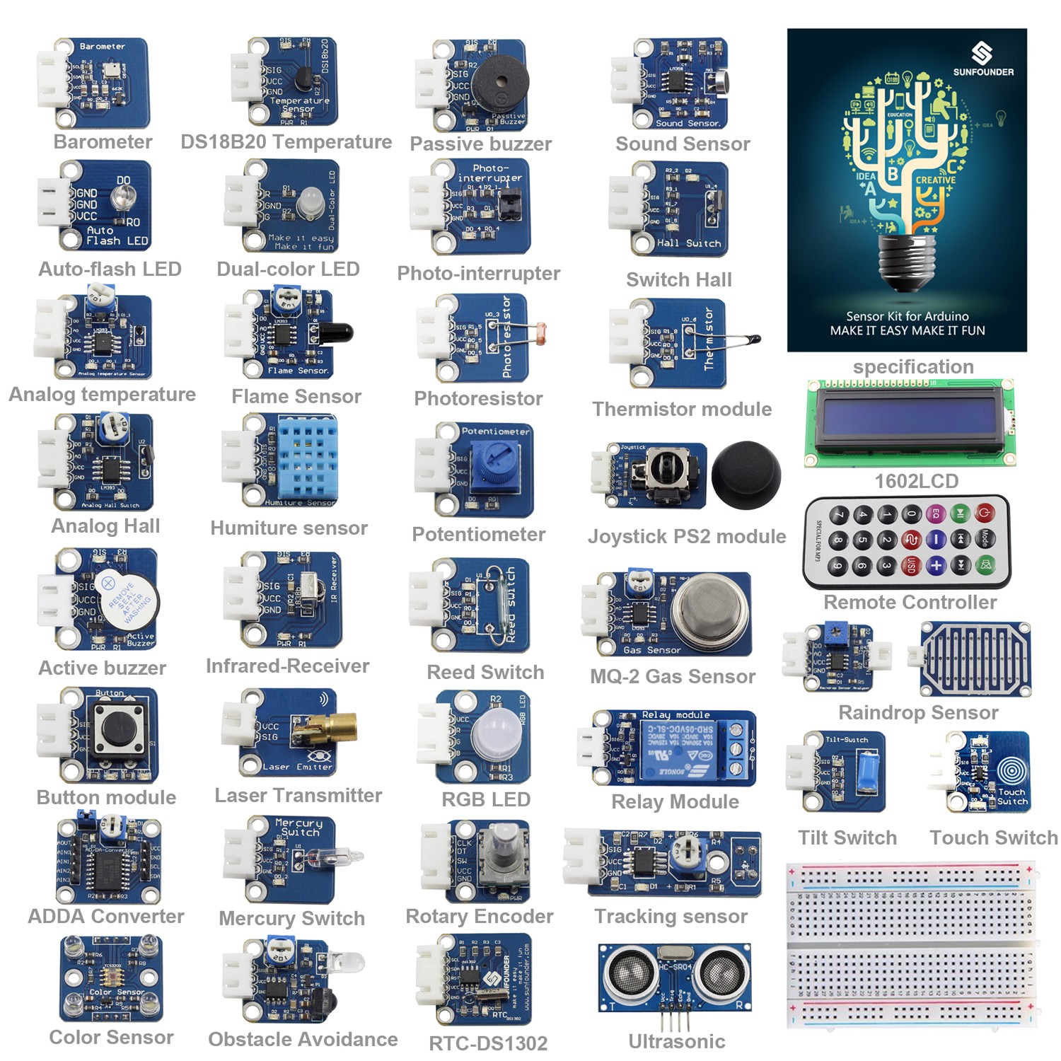 Arduino Sensor Kit with 37 Sensors 